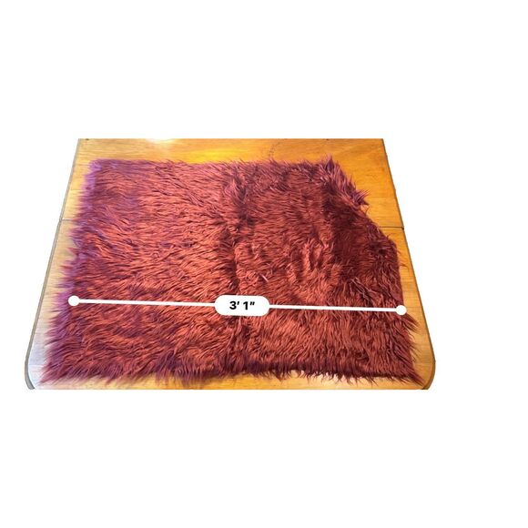 Burgundy Red Wine Faux Fur Fabric 27" by Over 1 Yd - Picture 1 of 4